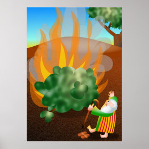 Poster Moïse et l'histoire de bible de Bush brûlant