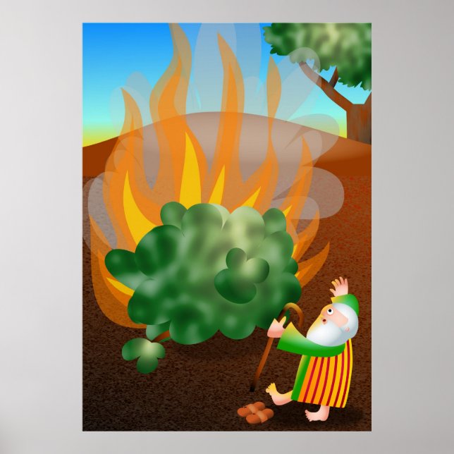 Poster Moïse et l'histoire de la Bible Bush brûlante (Devant)