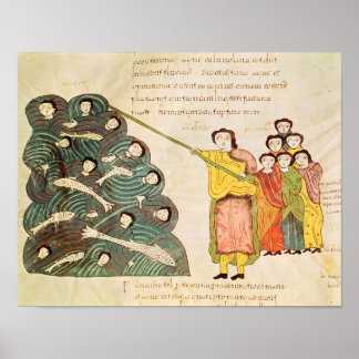 Poster Moïse fermant la mer Rouge sur les Egyptiens