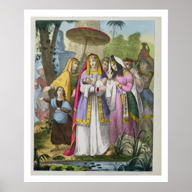 Poster Moïse sauvée par la fille de Pharaon, d'une Bible  (Devant)