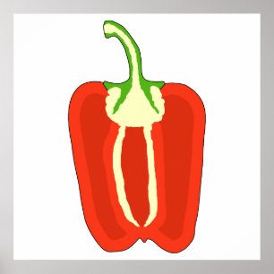 Poster Moitié poivron rouge. Capsicum.