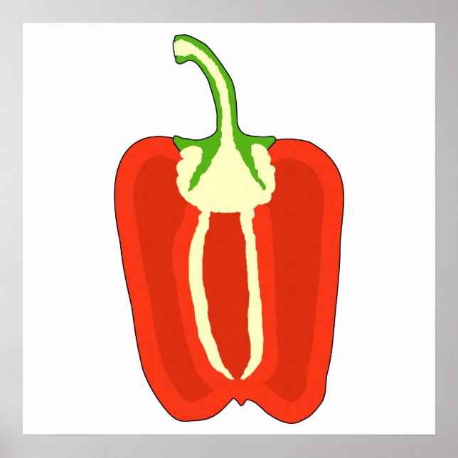 Poster Moitié poivron rouge. Capsicum. (Devant)