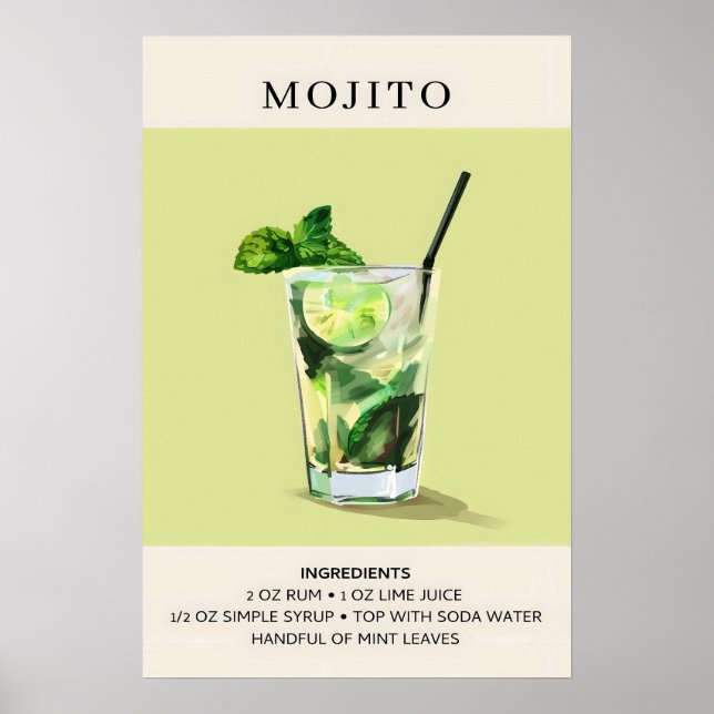 Poster Mojito La peinture à cocktail (Devant)