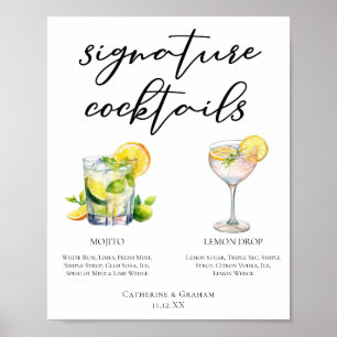 Poster Mojito Lemon Drop Summer Signature Cocktails Menu