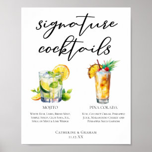 Poster Mojito Piña Colada Signature Cocktails Menu
