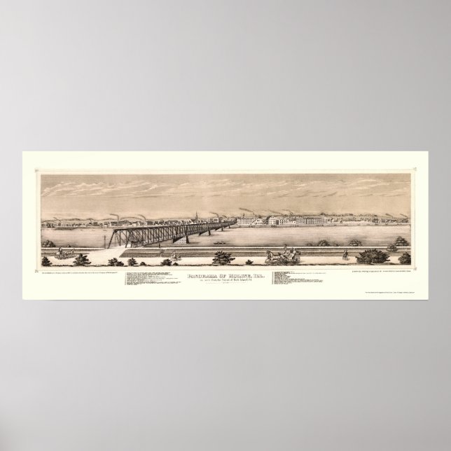 Poster Moline, IL Carte panoramique - 1873 (Devant)