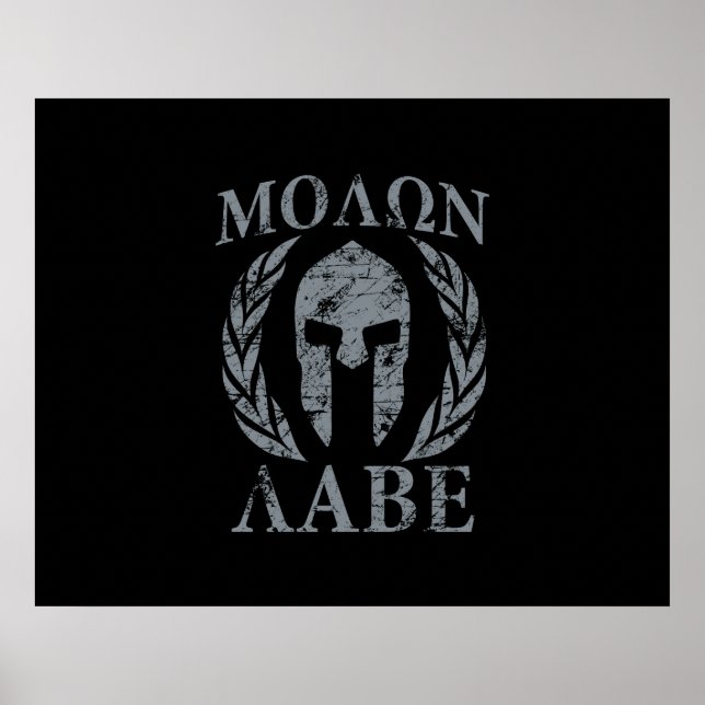 Poster Molon Labe Laurels, guerrier spartiate (Devant)