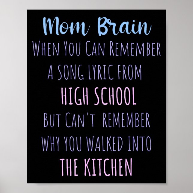 Poster Mom Brain Funny Definition Quote Sarcasm Women Mot (Devant)