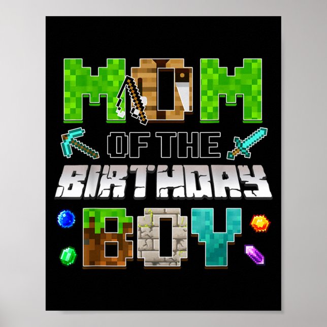 Poster Mom Of The Birthday Boy Funny Gaming Birthday Xel  (Devant)
