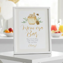 Mom-osa Bar Honey Bee Baby Shower Table Sign