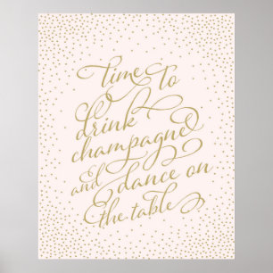 Poster Moment de boire du champagne et de danser sur la t