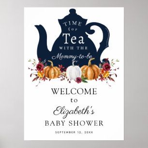 Poster Moment du thé Baby Shower Accueil Automne Citrouil