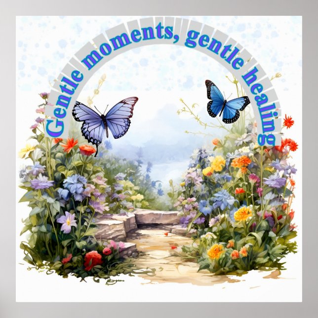 Poster Moments douces, Guérison doux - Jardin des papillo (Devant)