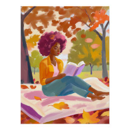 Poster Moments paisibles : Une femme afro dans la nature 