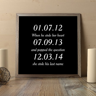Poster Moments Romantiques Dates Personnalisées Mariage S