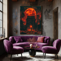 Momie montante Halloween - Tombeau antique et Lune