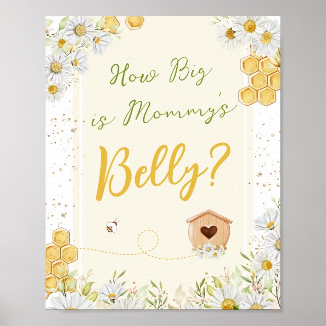 Poster Mommy Belly Devinant Jeu Bumblebee Baby shower (Devant)