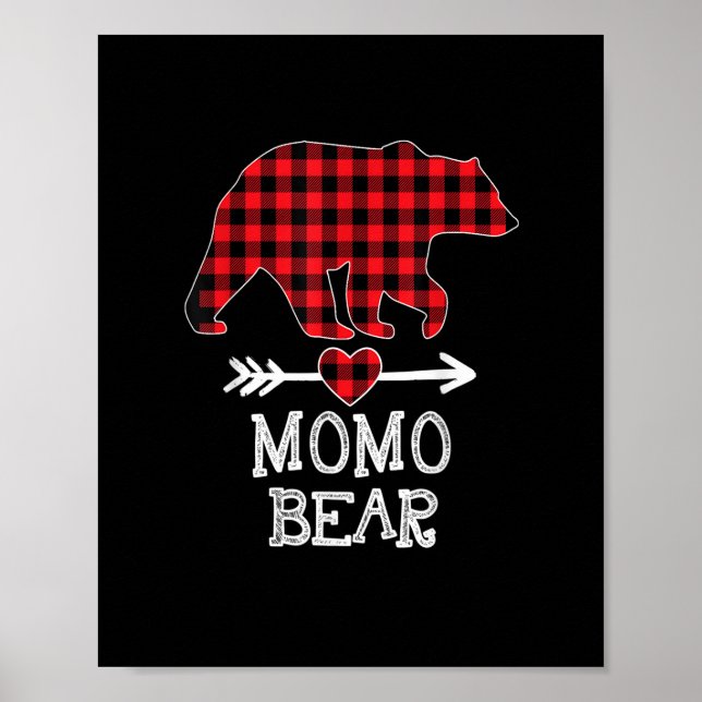 Poster Momo Bear Noël Pyjama Rouge Plaid Buffalo Famil (Devant)