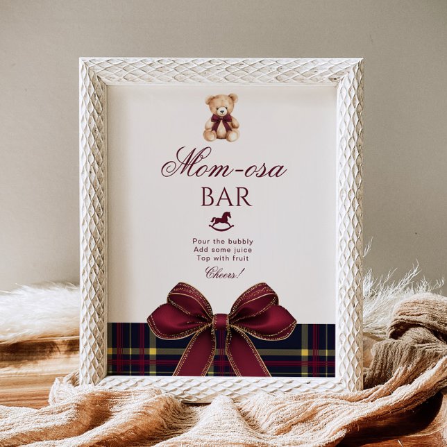 Poster Momosa bar Red Bow Teddy Bear Plaid (Créateur téléchargé)