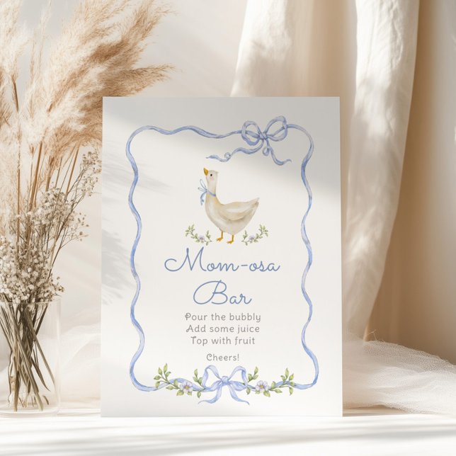 Poster Momosa Bar Silly Goose Blue Bow Baby boy shower (Créateur téléchargé)