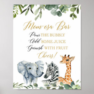 Poster Momosa bar versez le panneau de baby shower bulle