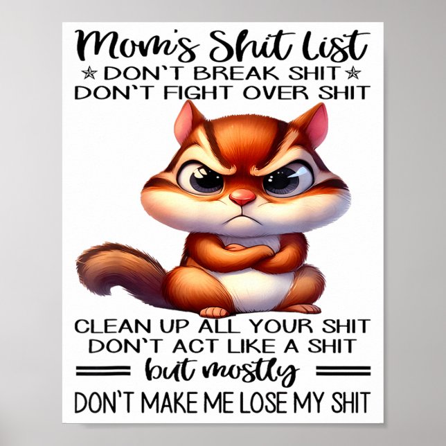 Poster Mom's List Don't Break Don't Fight Over  (Devant)