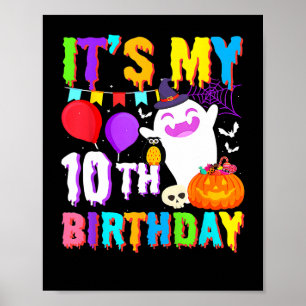 Poster Mon 10e anniversaire Cadeaux Citrouille fantôme Ha