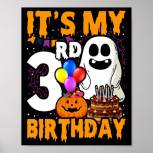 Poster Mon 3e anniversaire Fantôme Citrouille Halloween P