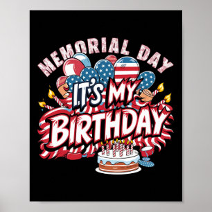 Poster Mon Anniversaire Memorial Day Cool Retro Funny Ind