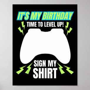 Poster Mon anniversaire Signer Mon Tee Vidéo Jeu Annivers