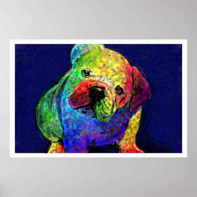 Poster mon bulldog psychédélique (Devant)