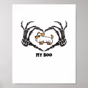 Poster Mon Costume Boo Chihuahua Avec Mains Coeurs Squele