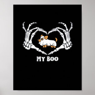 Poster Mon Costume Boo Chihuahua Avec Mains Coeurs Squele