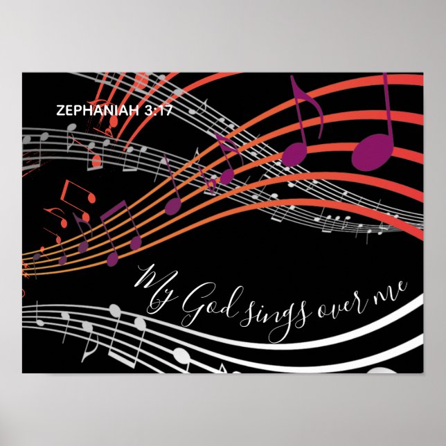 Poster MON DIEU CHANTE SUR MOI | Zephaniah 3:17 | Musique (Devant)