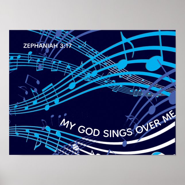 Poster Mon Dieu chante sur moi Zephaniah 3:17 Musique Ble (Devant)