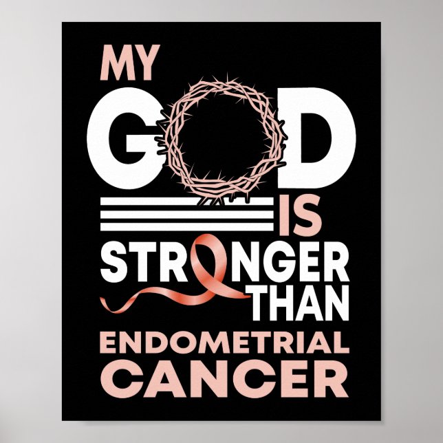 Poster Mon Dieu Est Plus Fort Que Le Cancer De L'Endomètr (Devant)