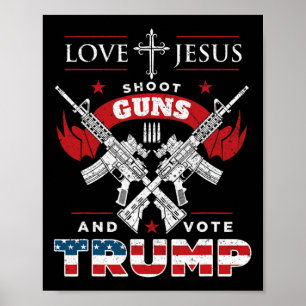 Poster Mon Dieu. Fusillade. Et Vote du drapeau Trump 2020