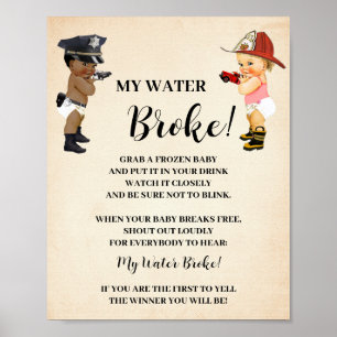 Poster Mon eau a cassé Jeu de Baby Shower pour Nouveau Re