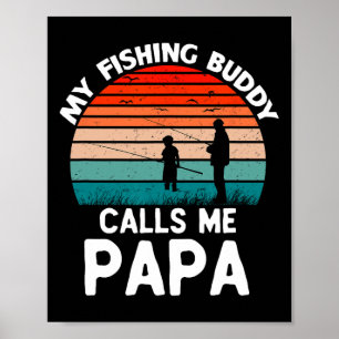 Poster Mon Époux De Pêche M'Appelle Papa Retro Vintage Gr