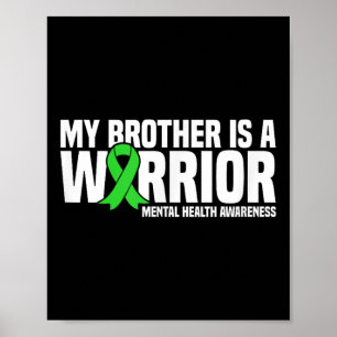 Poster Mon Frère Est Un Guerrier Vert Ruban Santé Mentale