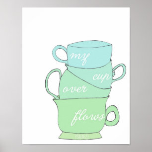 Poster mon gobelet déborde - psaume 23 - tasses dessiné