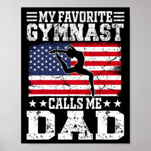 Poster Mon Gymnaste favori m'appelle Papa Usa Drapeau Pèr