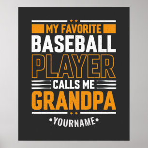 Poster Mon Joueur De Baseball Préféré M'Appelle Grand-Pèr
