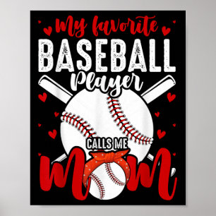 Poster Mon Joueur De Baseball Préféré M'Appelle Maman Drô