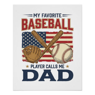 Poster Mon Joueur De Baseball Préféré M'appelle Papa Vint