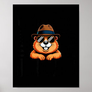 Poster Mon Jour Férié Préféré Groundhog Day Drapeau Des É