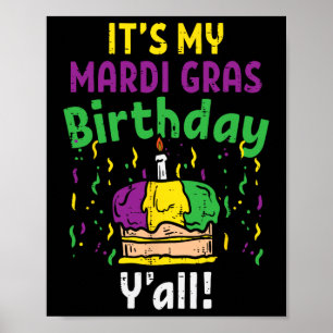 Poster Mon Mardi Gr Anniversaire de la fête du gâteau Yal