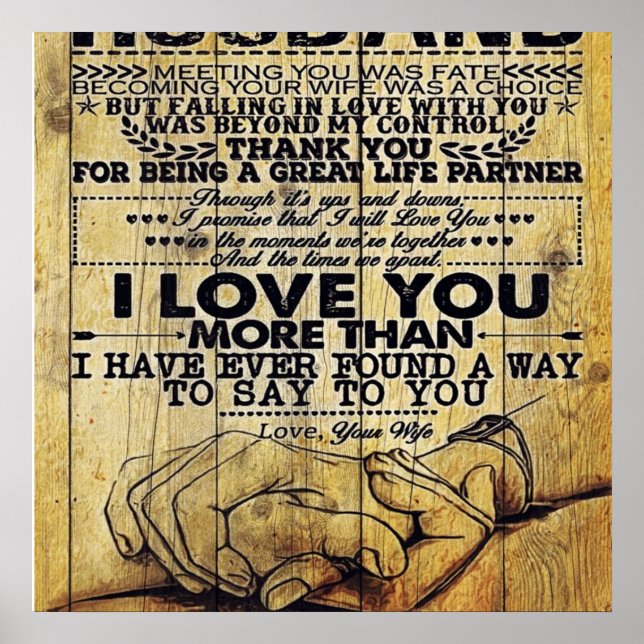 Poster Mon mari cadeau d'anniversaire | Lettre Pour Mari  (Devant)