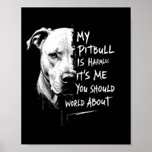 Poster Mon Pitbull Est Inoffensif Drôle Pitbull Avertisse