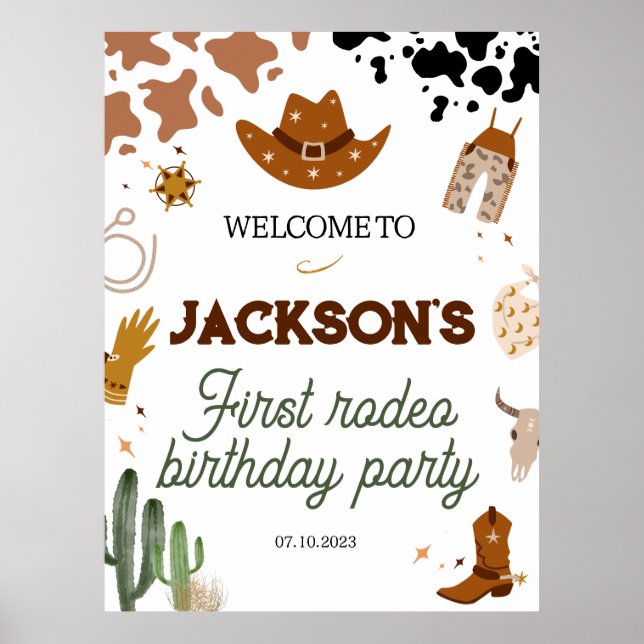 Poster Mon PREMIER RODEO Anniversaire Cartes en mousse de (Devant)